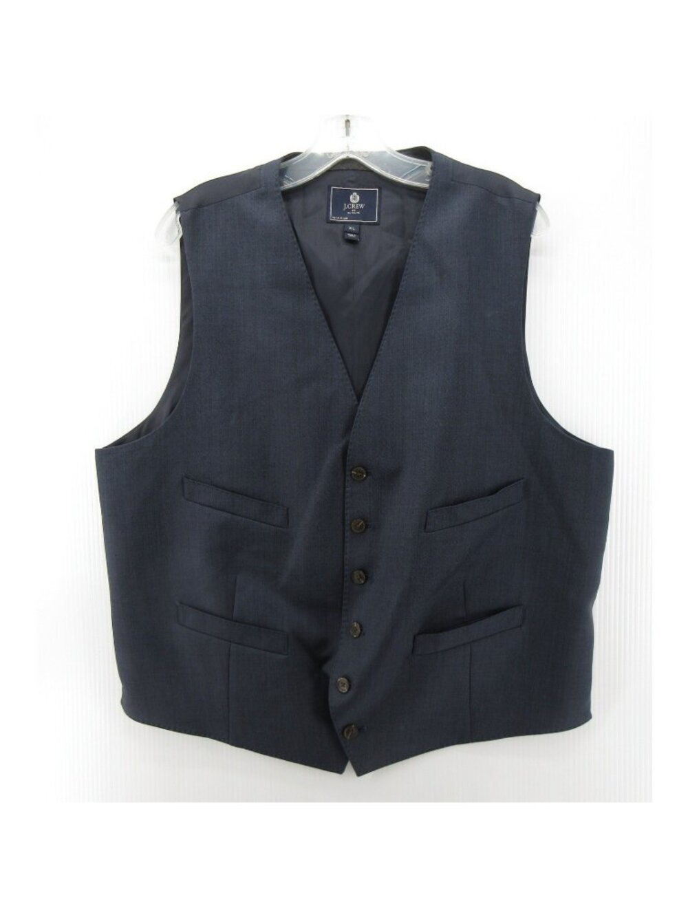 J Crew Waistcoat Vest XL Navy Wool Formal Jacket Button Down Preppy